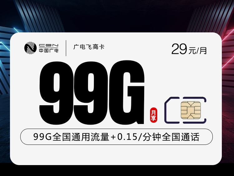 广电飞高卡 【29元99G流量】